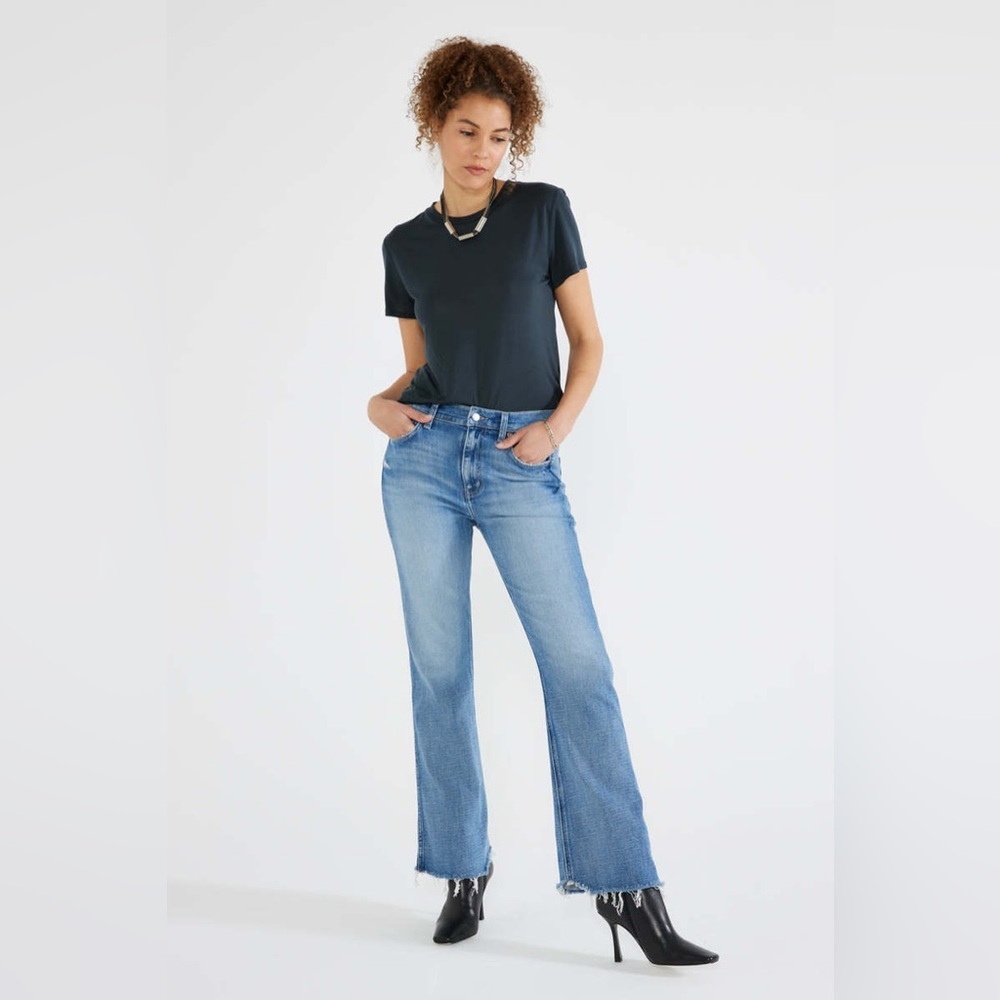 Etica Anya Modern Flare Leg High Rise Distressed Jeans Size 24